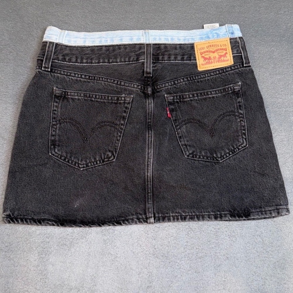 Levi's ICON Double Waistband Mini Skirt  Y2K Style Black Denim Size 27